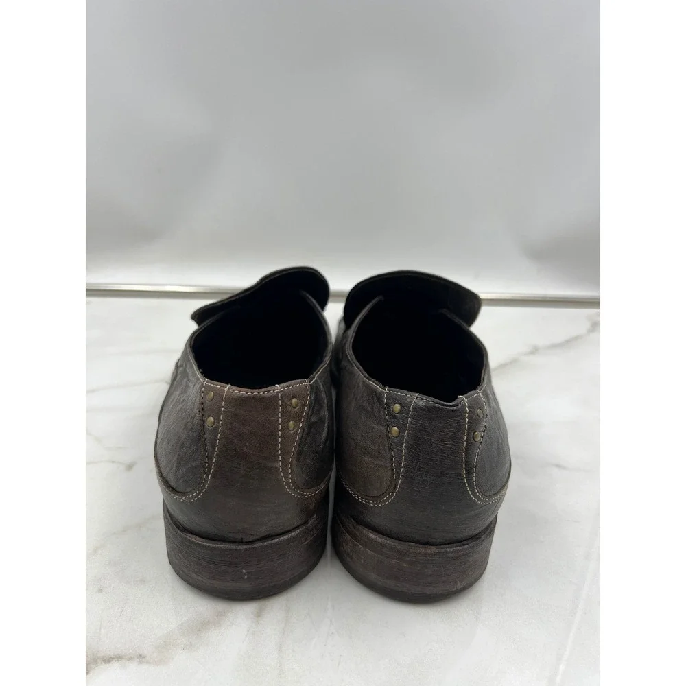 John Varvatos Star Shoes Mens 12 Brown Leather Slip On Loafers Made in Italy